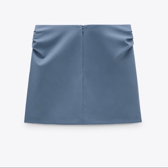 ZARA 2 Piece Topstitched Blazer + Skirt Blue L - Picture 11 of 12